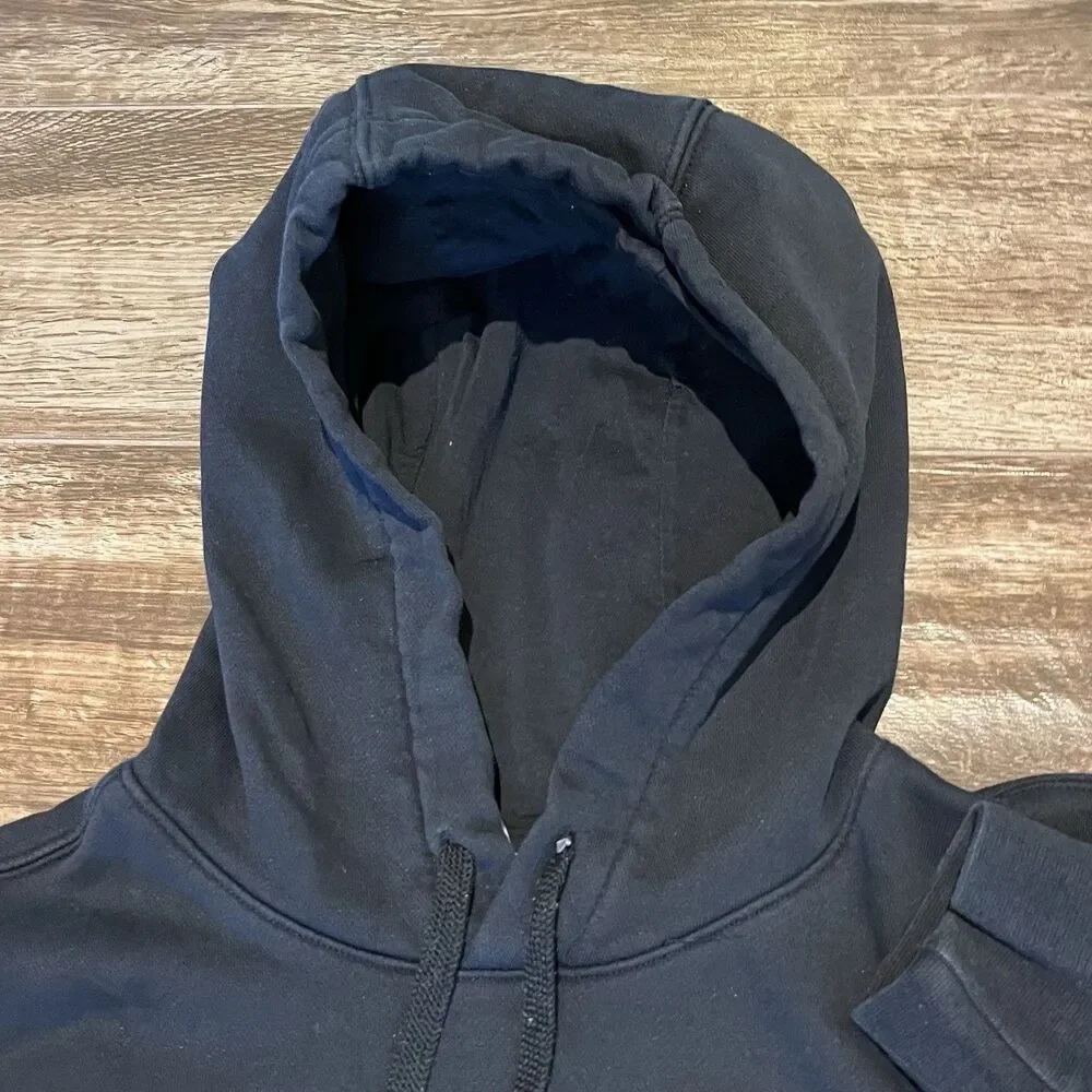 Nike Fleece Club Hoodie Mens Small Black Pullover Swoosh Logo Sweatshirt